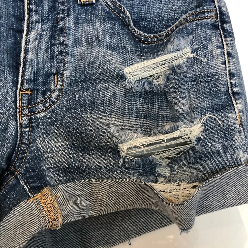 So Favorite Shortie Low Rise Destroyed Jean Shorts